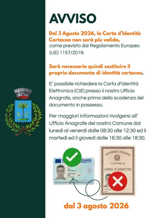 Avviso_ LA CARTA D\'IDENTITA\' CARTACEA NON SARA\' PIU\' VALIDA DAL 03 AGOSTO 2026